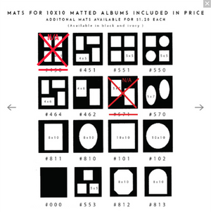 Square Mat BLACK - 50 "sides" with photo frame cover The Photographer's Toolbox Matted Albums  The Photographer's Toolbox