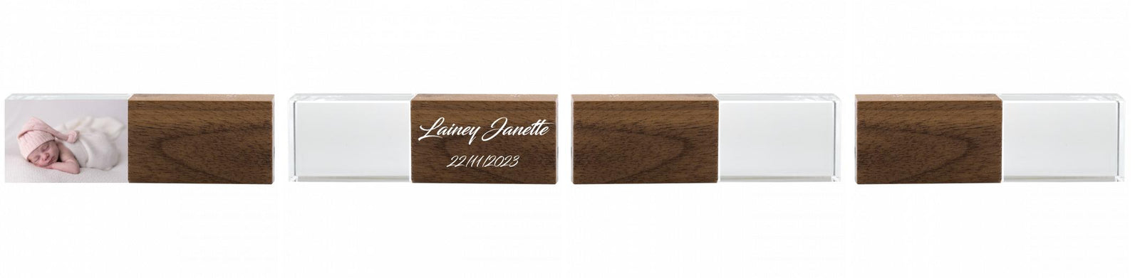 Crystal USB with Maple or Walnut Wood Lid