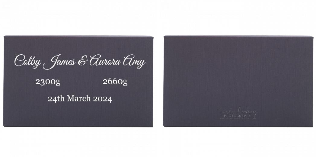 Fabric Print Box With 2 Areas - Can hold 6x4″ & 7x5″ photos. The Photographer's Toolbox PD Custom Product  The Photographer's Toolbox