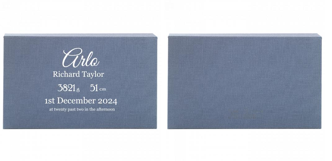 Fabric Print Box With 2 Areas - Can hold 6x4&#34; & 7x5&#34; photos.