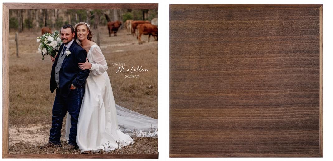 Wooden Box - Square &#39;Walnut&#39;  (Can hold 6x4&#34; photos)