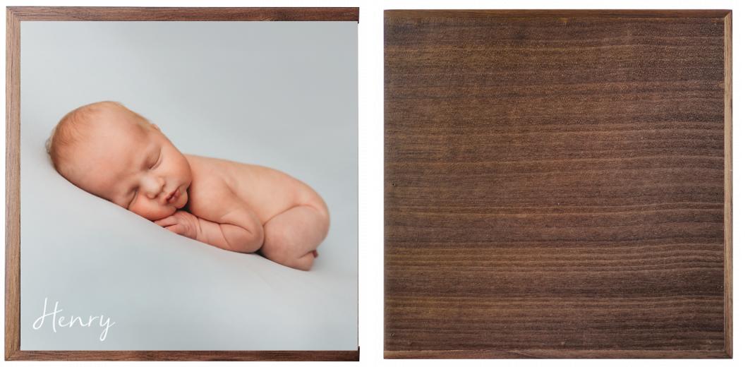 Wooden Box - Square &#39;Walnut&#39;  (Can hold 6x4&#34; photos)