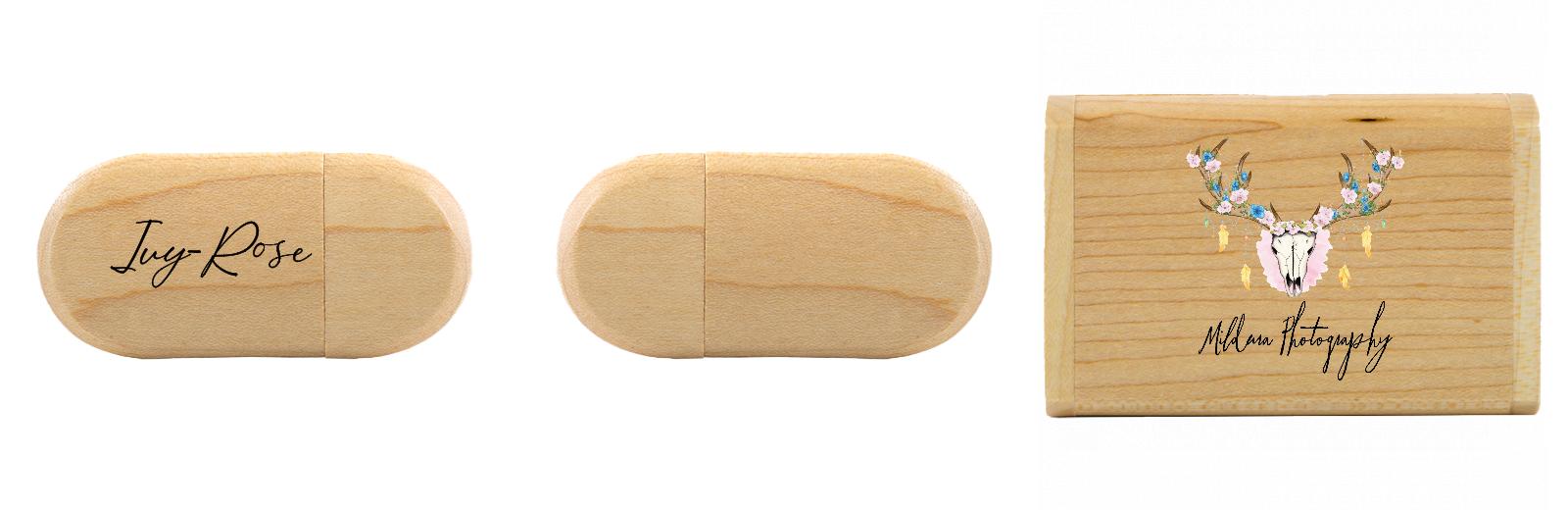 Oval USB with flip top box