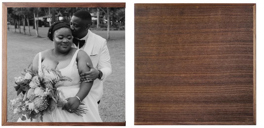 Wooden Box - Square &#39;Walnut&#39;  (Can hold 6x4&#34; photos)