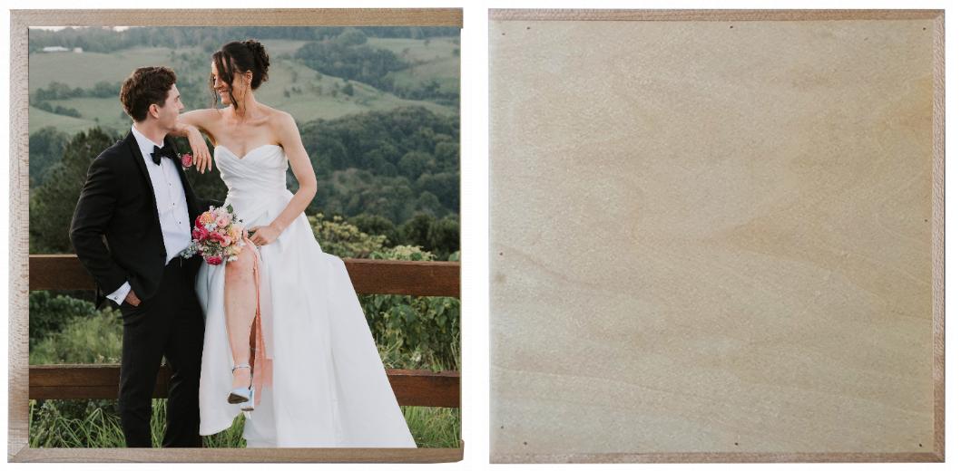 Wooden Box - Square &#39;Maple&#39; (can hold up to 6x4&#34; photos)