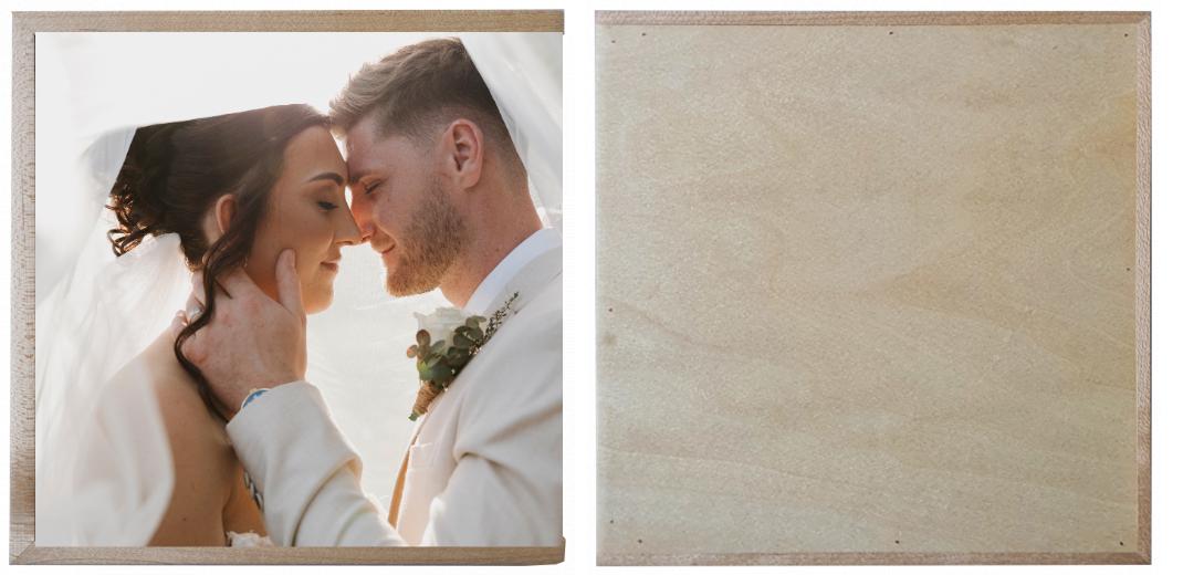 Wooden Box - Square &#39;Maple&#39; (can hold up to 6x4&#34; photos)