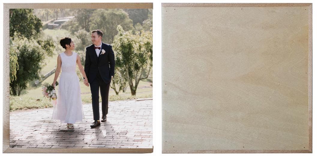 Wooden Box - Square &#39;Maple&#39; (can hold up to 6x4&#34; photos)