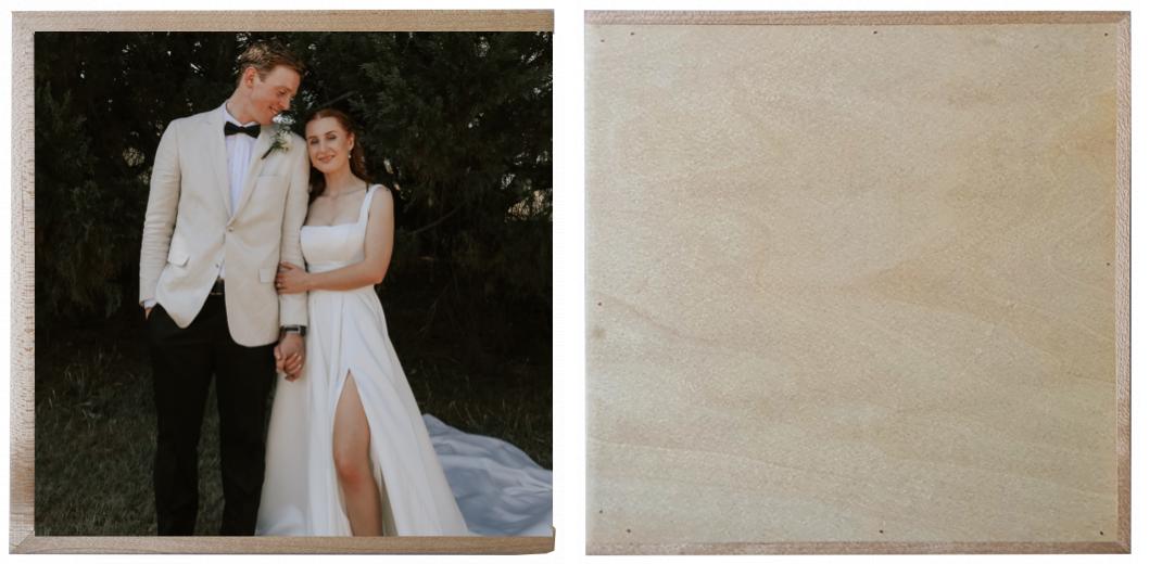 Wooden Box - Square &#39;Maple&#39; (can hold up to 6x4&#34; photos)