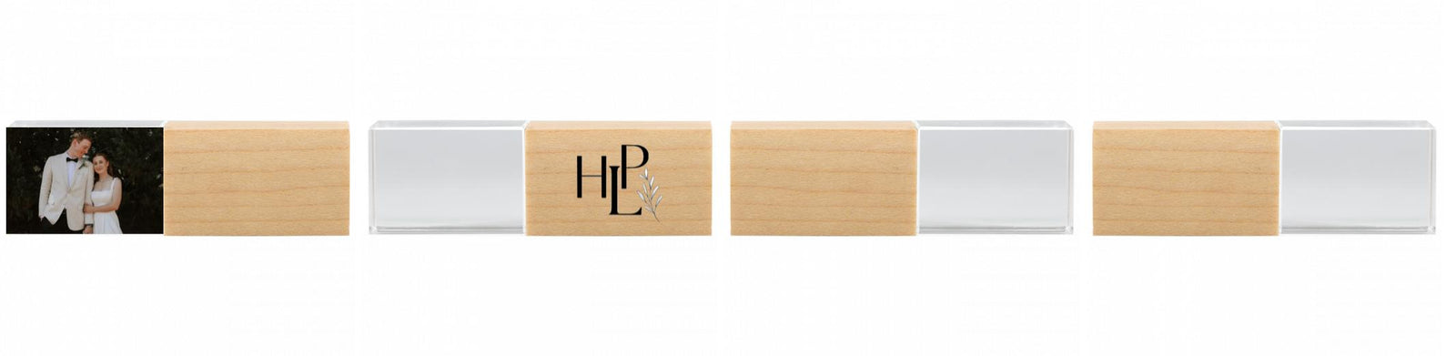 Crystal USB with Maple or Walnut Wood Lid