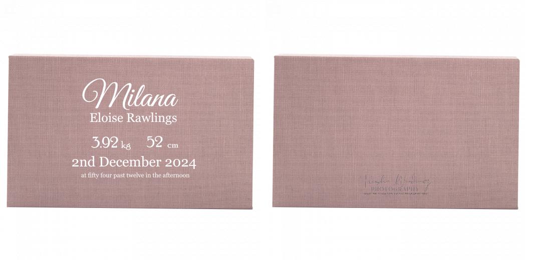 Fabric Print Box With 2 Areas - Can hold 6x4&#34; & 7x5&#34; photos.