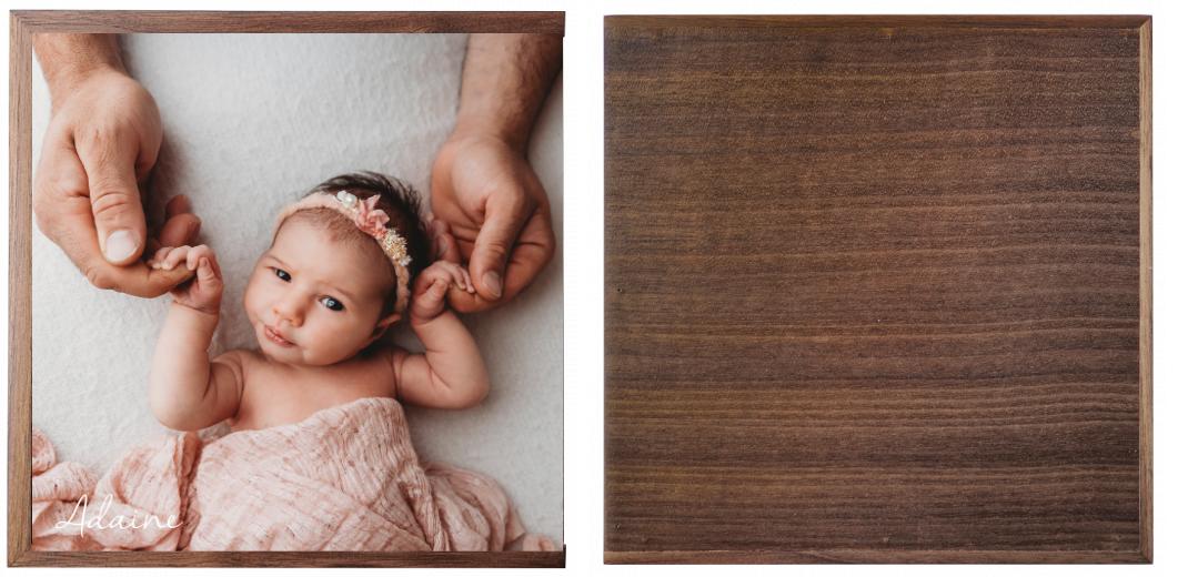 Wooden Box - Square &#39;Walnut&#39;  (Can hold 6x4&#34; photos)