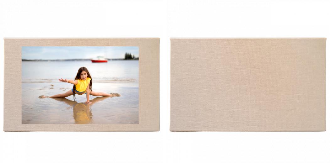 Fabric Print Box With 2 Areas - Can hold 6x4&#34; & 7x5&#34; photos.