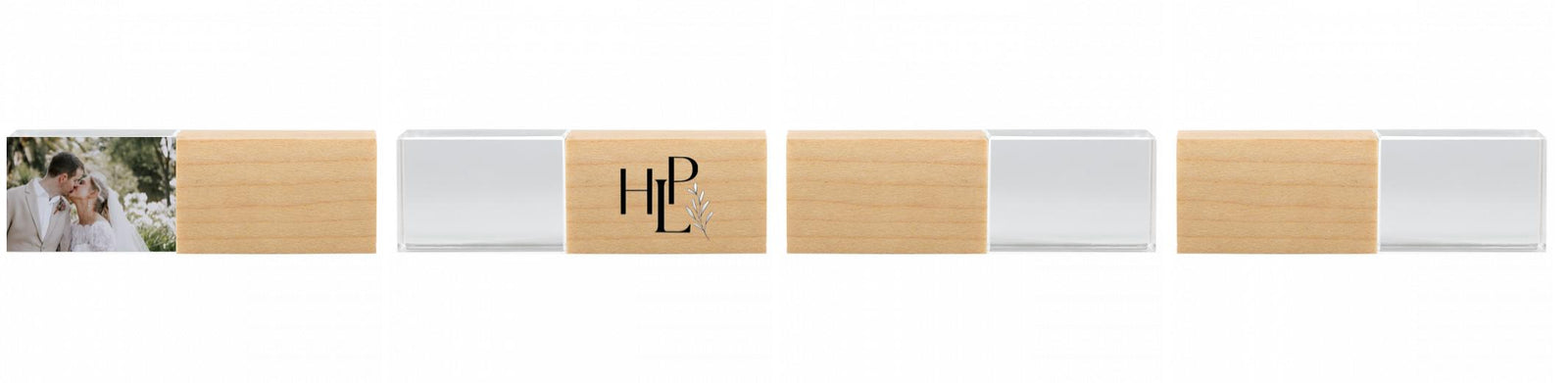 Crystal USB with Maple or Walnut Wood Lid