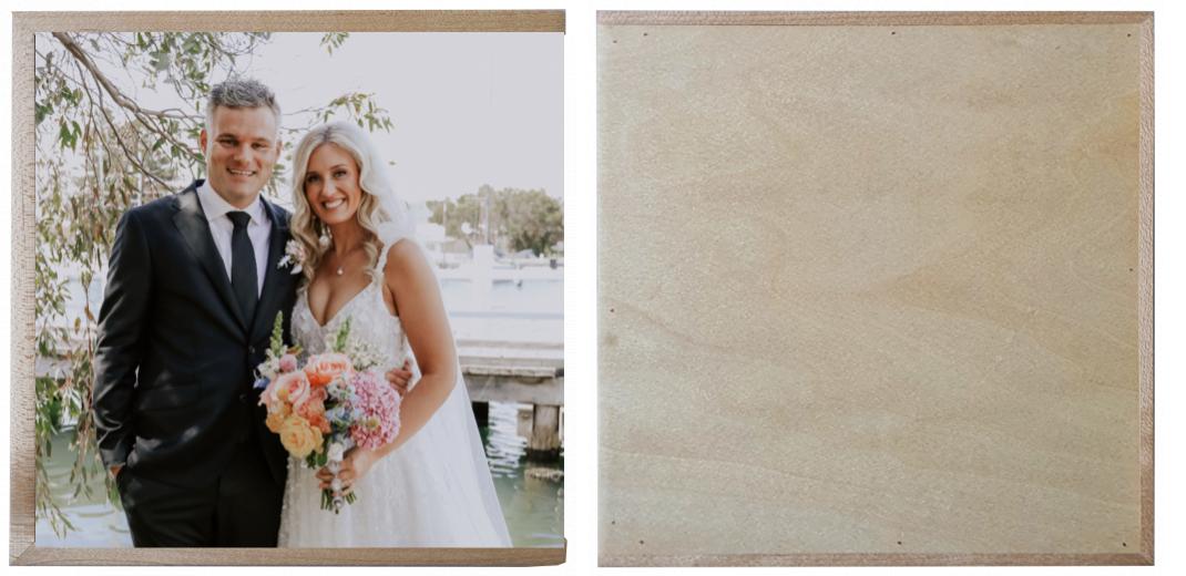 Wooden Box - Square &#39;Maple&#39; (can hold up to 6x4&#34; photos)