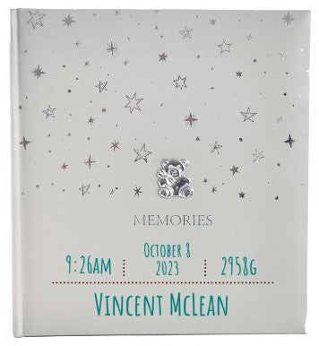 Silver Teddy Bear - Dry Mount Photo Album -40 White pages (80 Sides) The Photographer's Toolbox Dry Mount Photo Albums  The Photographer's Toolbox