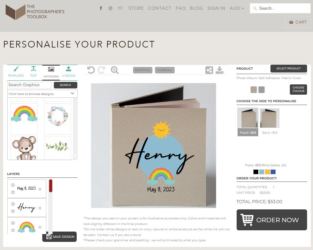 Photo Album: Self Adhesive -Fabric Cover The Photographer's Toolbox Self-Adhesive Photo Album 34.00 The Photographer's Toolbox