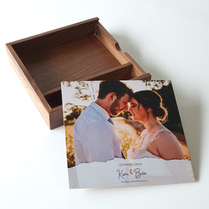 Wooden Photo Box:  6x4 inch - Square 'Walnut'  (Photo lid is an optional extra) The Photographer's Toolbox Boxes 46.00 The Photographer's Toolbox