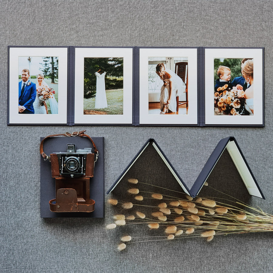 Photo Display Frames are like mini photo albums that hold four. Use our "Personalise Your Product" software to create your unique cover design.They are designed to be displayed and are ideal for family, school, and wedding photos. Perfect Unique Gift Idea!
