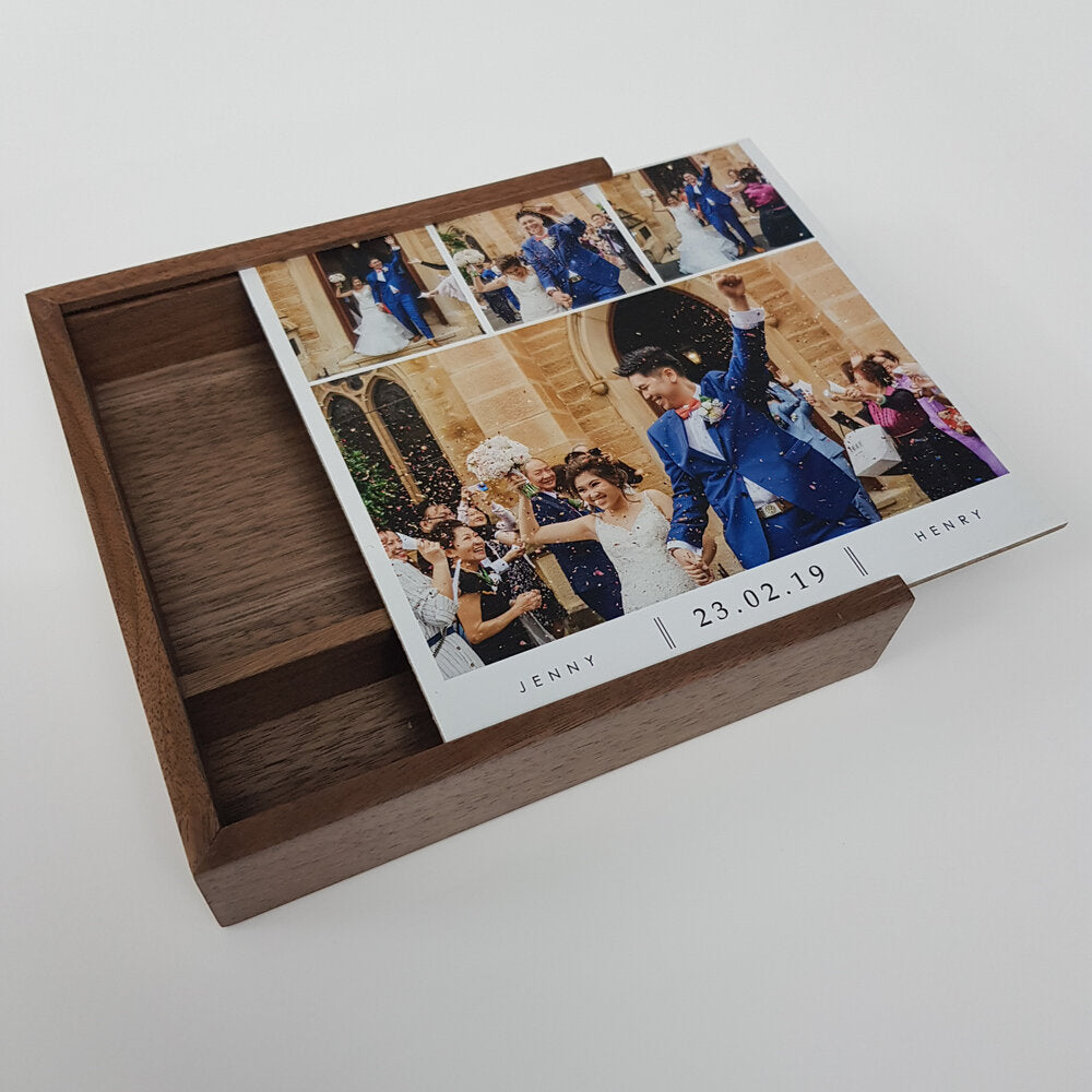 Wooden Photo Box:  6x4 inch - Square 'Walnut'  (Photo lid is an optional extra) The Photographer's Toolbox Boxes 46.00 The Photographer's Toolbox