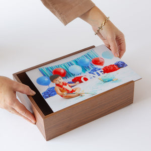 Wooden Memory Photo Box: 8x10 inch WALNUT (EMPTY - Photo lid is an optional extra). The Photographer's Toolbox PD Custom Product 77.00 The Photographer's Toolbox