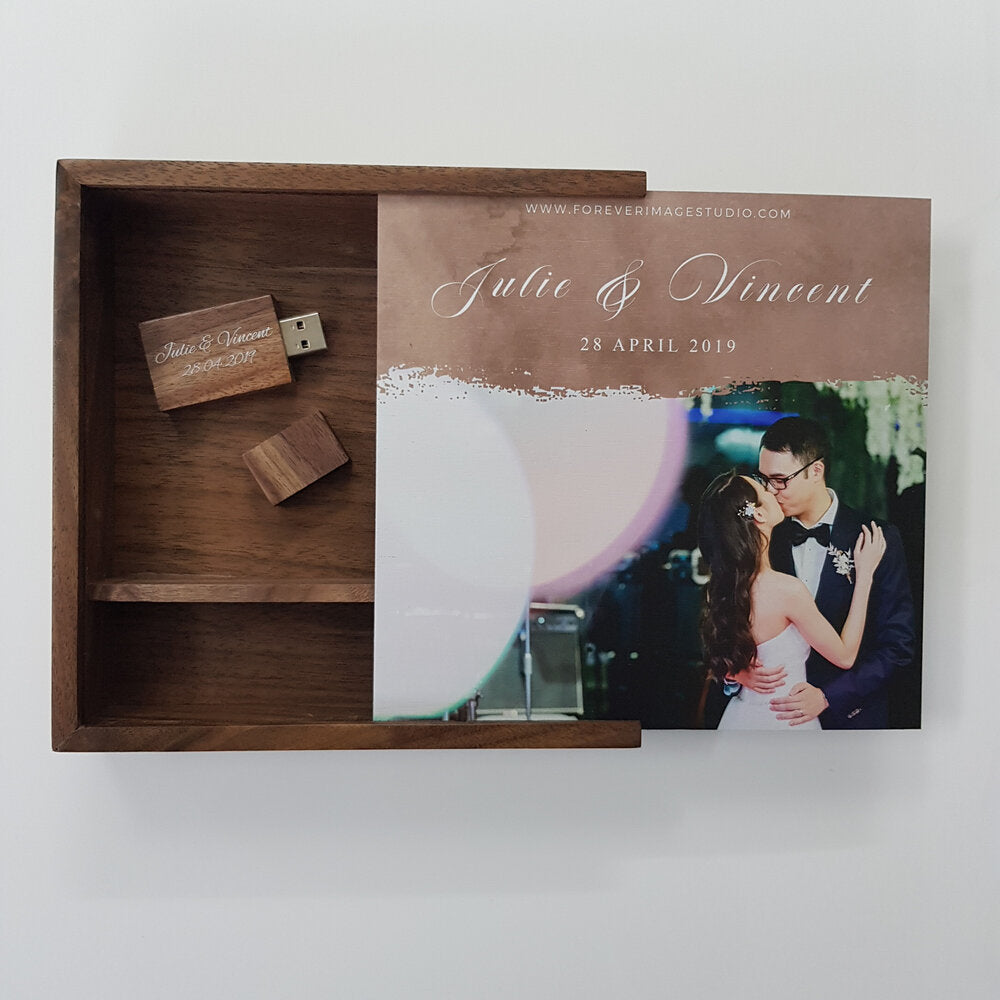 Wooden Photo Box:  6x4 inch - Square 'Walnut'  (Photo lid is an optional extra) The Photographer's Toolbox PD Custom Product 46.00 The Photographer's Toolbox
