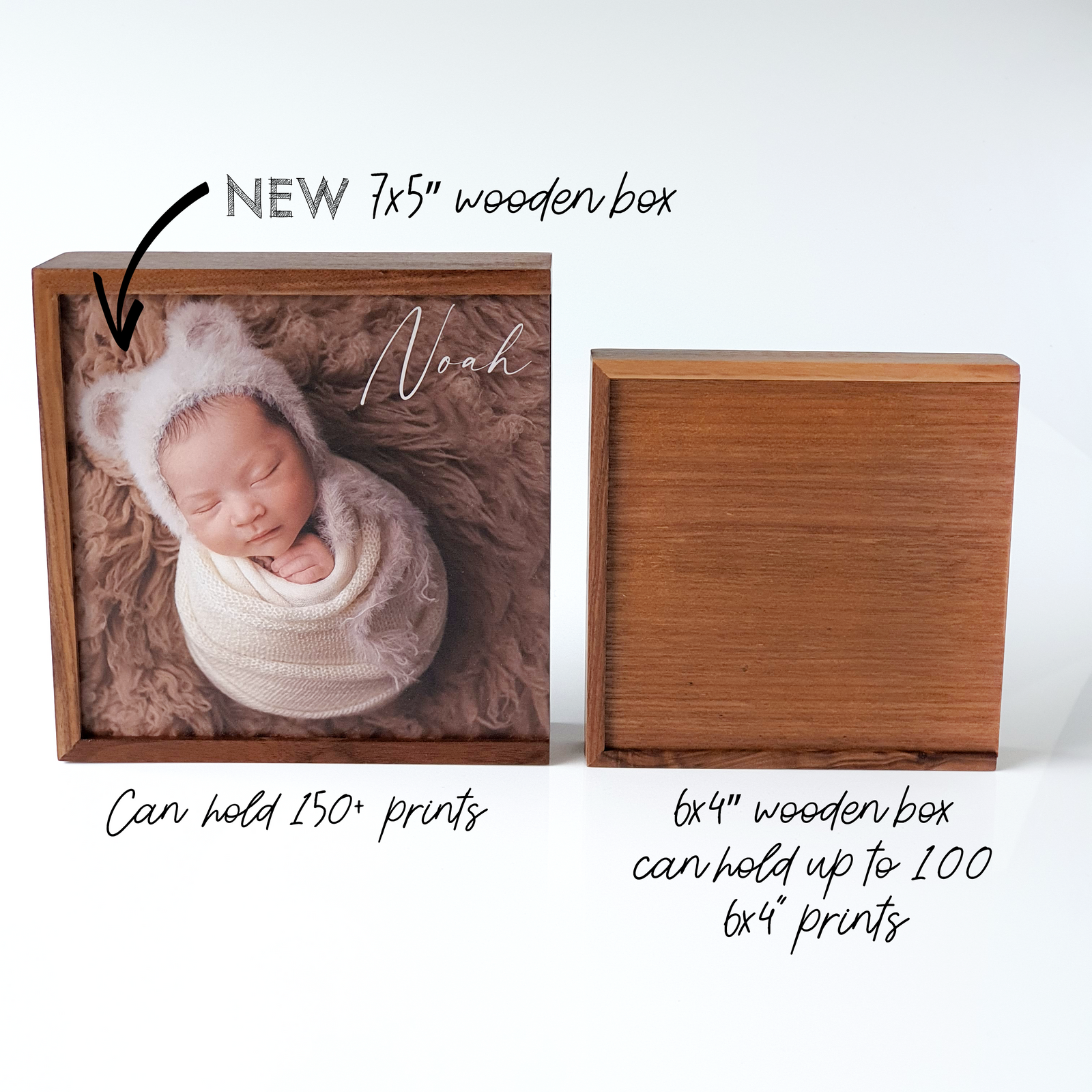 Wooden Photo Box: 7x5 inch - Square 'Walnut' (EMPTY - Photo lid is an optional extra). The Photographer's Toolbox Boxes 67.00 The Photographer's Toolbox